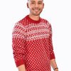 INTI0306 INTI ALPACA-RED AND WHITE CREWNECK SOFT ALPACA SWEATER FOR-MEN CHRISTMAS PULLOVER