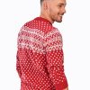 INTI0306 INTI ALPACA-RED AND WHITE CREWNECK SOFT ALPACA SWEATER FOR-MEN CHRISTMAS PULLOVER