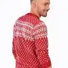 INTI0306 INTI ALPACA-RED AND WHITE CREWNECK SOFT ALPACA SWEATER FOR-MEN CHRISTMAS PULLOVER
