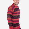 INTI ALPACA Peruvian Sweater for Men in Red Alpaca Wool with Llama Pattern
