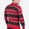 INTI ALPACA Peruvian Sweater for Men in Red Alpaca Wool with Llama Pattern