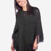 INTI0315 INTI ALPACA Hand Crocheted Alpaca Poncho for Women with Black Alpaca Wool