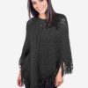 INTI0315 INTI ALPACA Hand Crocheted Alpaca Poncho for Women with Black Alpaca Wool
