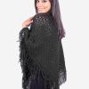 INTI0315 INTI ALPACA Hand Crocheted Alpaca Poncho for Women with Black Alpaca Wool