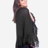 INTI0315 INTI ALPACA Hand Crocheted Alpaca Poncho for Women with Black Alpaca Wool