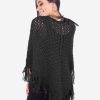 INTI0315 INTI ALPACA Hand Crocheted Alpaca Poncho for Women with Black Alpaca Wool