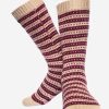 INTI0324 Intialpaca Handmade Beige and Burgundy Alpaca Winter Socks for men and women