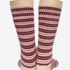 INTI0324 Intialpaca Handmade Beige and Burgundy Alpaca Winter Socks for men and women