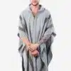 INTI0332 INTI ALPACA Mens Hooded Poncho - Winter Cape in Gray Alpaca Wool - Cloak Cape 