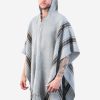 INTI0332 INTI ALPACA Mens Hooded Poncho - Winter Cape in Gray Alpaca Wool - Cloak Cape 