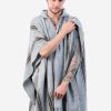 INTI0332 INTI ALPACA Mens Hooded Poncho - Winter Cape in Gray Alpaca Wool - Cloak Cape 