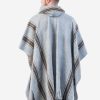INTI0332 INTI ALPACA Mens Hooded Poncho - Winter Cape in Gray Alpaca Wool - Cloak Cape 