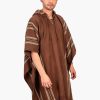 INTI ALPACA Alpaca Hooded Poncho for Men Wool-Cape with Hood Winter - Long Poncho- Comfortable House Coat- Brown 