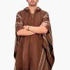 INTI ALPACA Alpaca Hooded Poncho for Men Wool-Cape with Hood Winter - Long Poncho- Comfortable House Coat- Brown