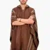 INTI ALPACA Alpaca Hooded Poncho for Men Wool-Cape with Hood Winter - Long Poncho- Comfortable House Coat- Brown
