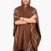 INTI ALPACA Alpaca Hooded Poncho for Men Wool-Cape with Hood Winter - Long Poncho- Comfortable House Coat- Brown