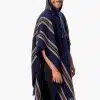 INTI0335 INTI ALPACA Blue Hooded Poncho for Men - Winter Cloak Cape - Outwear Hoodies Pullover Handmade piece in alpaca wool - Alpaca Poncho Cape