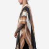 INTI0336 Intialpaca Alpaca Hooded Poncho for Men and Women- Brown Tones Stripes for Winter Season