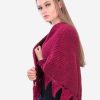 INTI0339 Artistically Hand Crocheted Alpaca Shawl in Burgundy