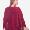 INTI0339 Artistically Hand Crocheted Alpaca Shawl in Burgundy