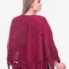 INTI0339 Artistically Hand Crocheted Alpaca Shawl in Burgundy