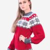 INTI0345 CHRISTMAS RED ALPACA SWEATER FOR WOMEN