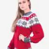 INTI0345 CHRISTMAS RED ALPACA SWEATER FOR WOMEN