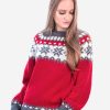 INTI0345 CHRISTMAS RED ALPACA SWEATER FOR WOMEN