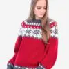 INTI0345 CHRISTMAS RED ALPACA SWEATER FOR WOMEN
