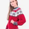 INTI0345 CHRISTMAS RED ALPACA SWEATER FOR WOMEN