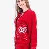 INTI0346 INTI ALPACA Christmas Alpaca Cardigan for Women Handmade in red Alpaca Wool - Winter Sweater