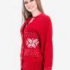 INTI0346 INTI ALPACA Christmas Alpaca Cardigan for Women Handmade in red Alpaca Wool - Winter Sweater