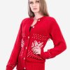 INTI0346 INTI ALPACA Christmas Alpaca Cardigan for Women Handmade in red Alpaca Wool - Winter Sweater
