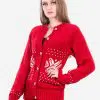 INTI0346 INTI ALPACA Christmas Alpaca Cardigan for Women Handmade in red Alpaca Wool - Winter Sweater