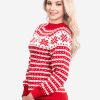 INTI0347 INTI ALPACA Womens Christmas Sweater - Red Crewneck Alpaca Jumper for Winter Season