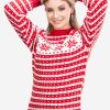 INTI0347 INTI ALPACA Womens Christmas Sweater - Red Crewneck Alpaca Jumper for Winter Season
