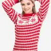 INTI0347 INTI ALPACA Womens Christmas Sweater - Red Crewneck Alpaca Jumper for Winter Season