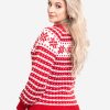 INTI0347 INTI ALPACA Womens Christmas Sweater - Red Crewneck Alpaca Jumper for Winter Season