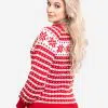 INTI0347 INTI ALPACA Womens Christmas Sweater - Red Crewneck Alpaca Jumper for Winter Season