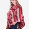 INTI0353 INTI ALPACA Red Alpaca Poncho for Women - Christmas Cape Coat