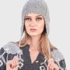 INTI0372 INTI ALPACA Women’s Handmade Ear Flaps Hat knitted with Alpaca Wool for Winter Season - Peruvian Chullo in color Gray