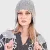 INTI0372 INTI ALPACA Women’s Handmade Ear Flaps Hat knitted with Alpaca Wool for Winter Season - Peruvian Chullo in color Gray