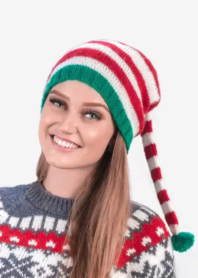 INTI0376 Intialpaca Christmas Elf Hat hand knit in soft alpaca wool
