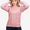 INTI0390 INTI ALPACA Peruvian Handmade Sweater for Women in Rose Alpaca Wool for Winter Season