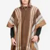 INTI ALPACA Alpaca Hooded Poncho for Men- Wool Cape with Hood - Winter Long Poncho - Comfortable House Coat Brown
