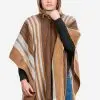 INTI ALPACA Alpaca Hooded Poncho for Men- Wool Cape with Hood - Winter Long Poncho - Comfortable House Coat Brown