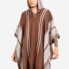 INTI0398 INTI ALPACA Mens Poncho Cape in Brown and White Alpaca Wool - Hoodie Casual Coat -Fashion Long Poncho