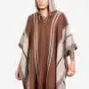 INTI0398 INTI ALPACA Mens Poncho Cape in Brown and White Alpaca Wool - Hoodie Casual Coat -Fashion Long Poncho