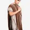 INTI0398 INTI ALPACA Mens Poncho Cape in Brown and White Alpaca Wool - Hoodie Casual Coat -Fashion Long Poncho