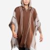 INTI0398 INTI ALPACA Mens Poncho Cape in Brown and White Alpaca Wool - Hoodie Casual Coat -Fashion Long Poncho